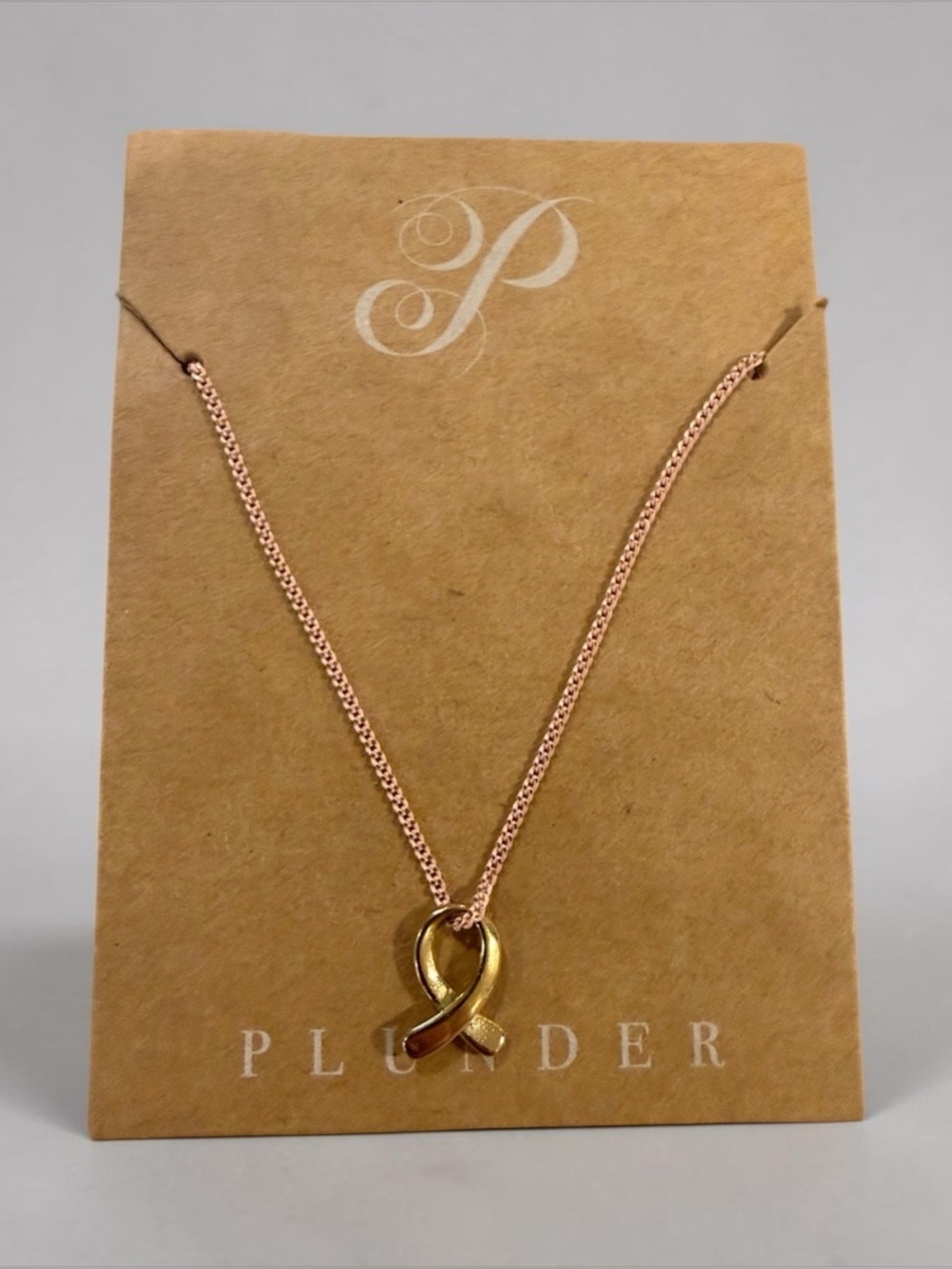Plunder Rose Gold Chain with Gold Ribbon Charm